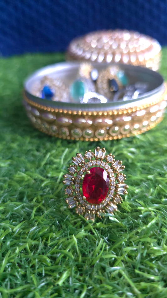 Elegant Gold-Plated Adjustable Stone Ring