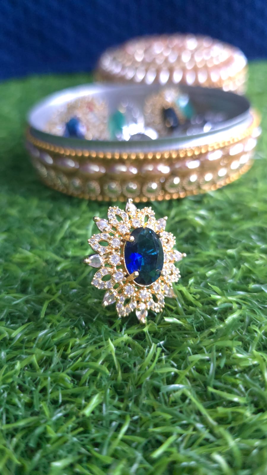 Elegant Gold-Plated Adjustable Stone Ring