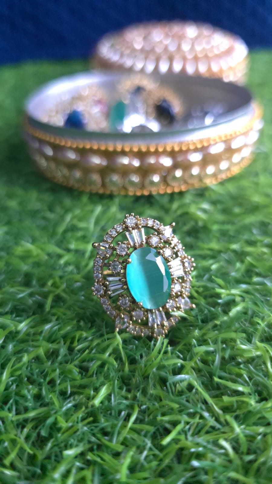 Elegant Gold-Plated Adjustable Stone Ring
