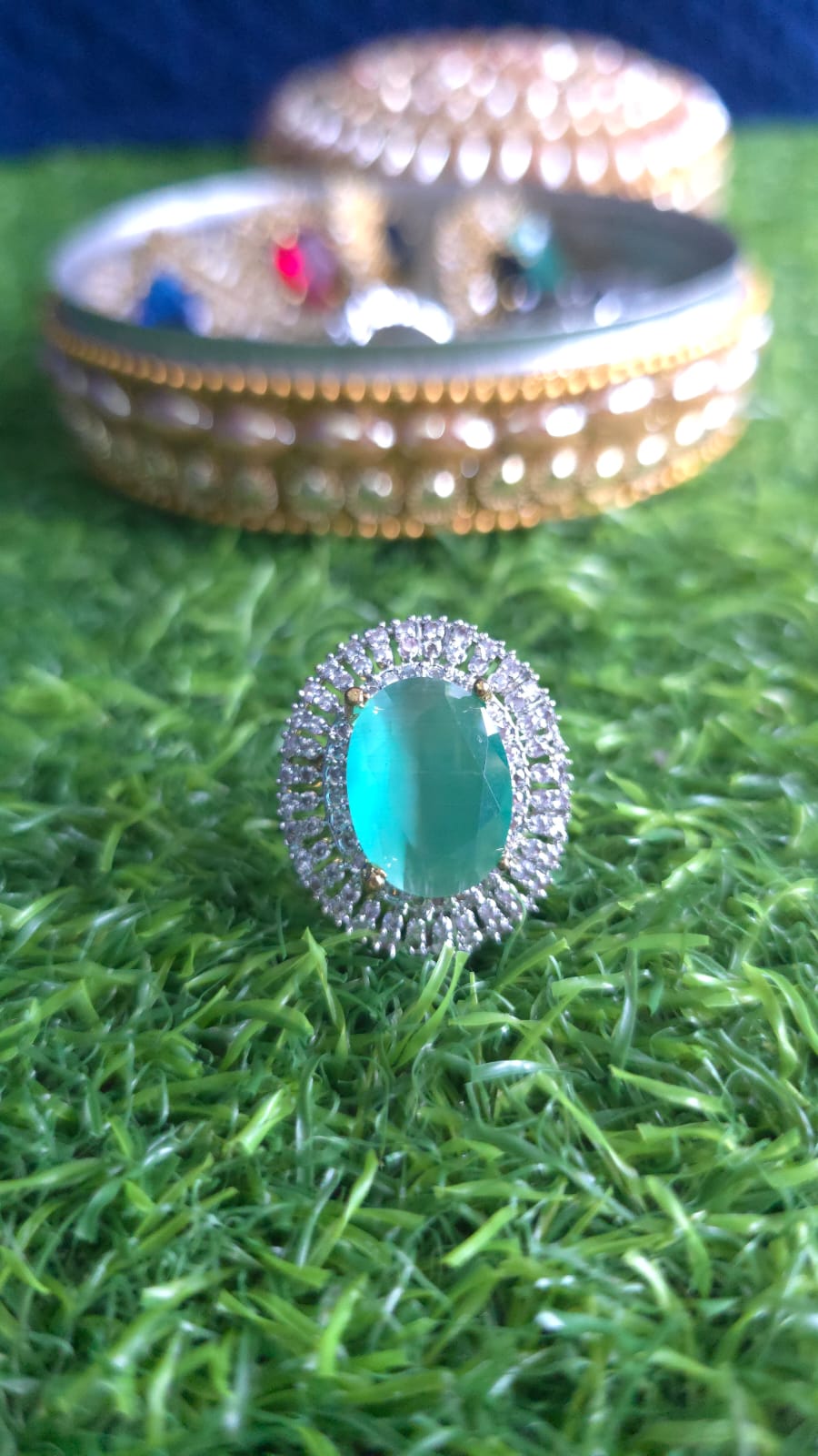 Elegant Gold-Plated Adjustable Stone Ring