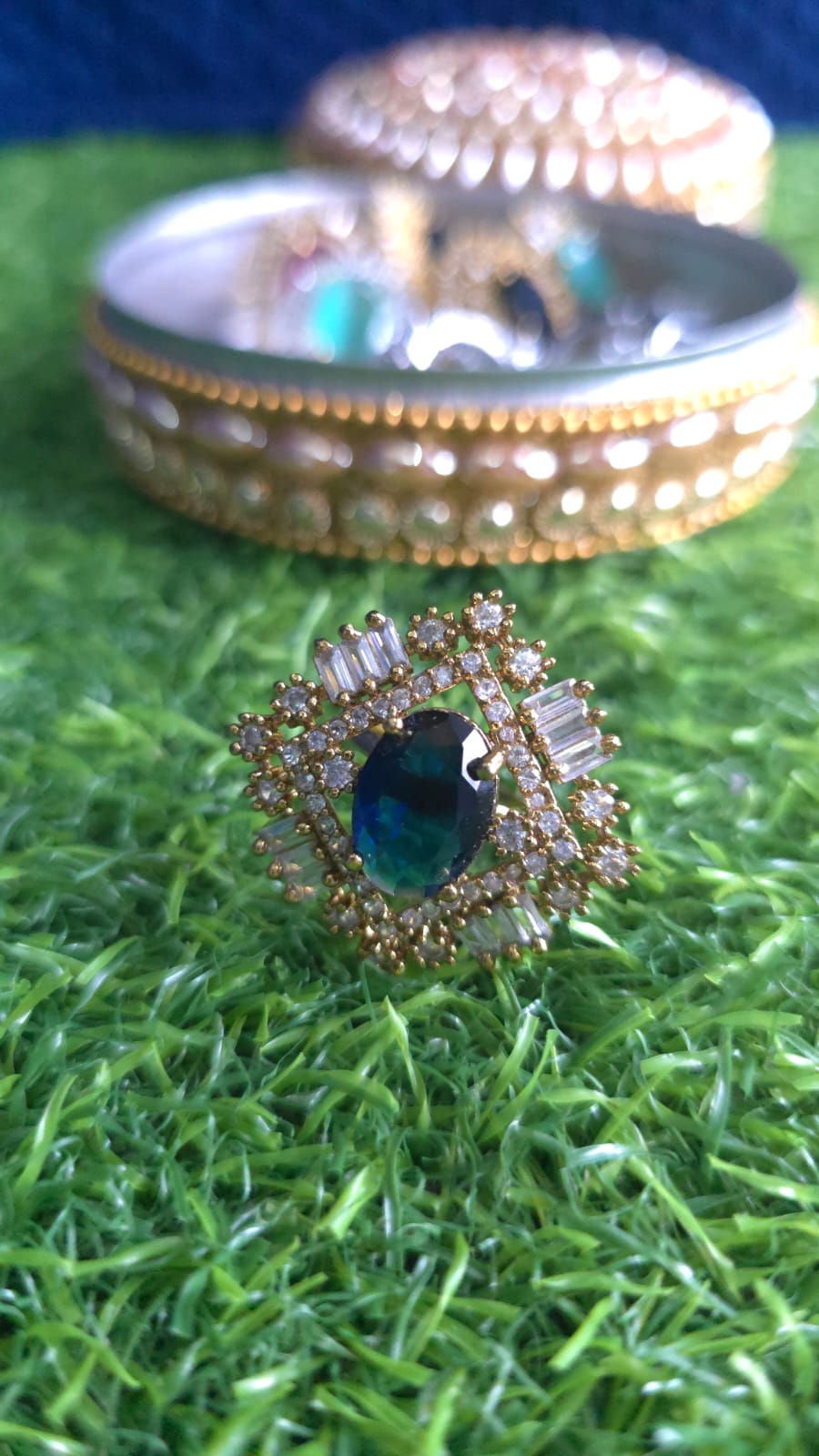 Elegant Gold-Plated Adjustable Stone Ring