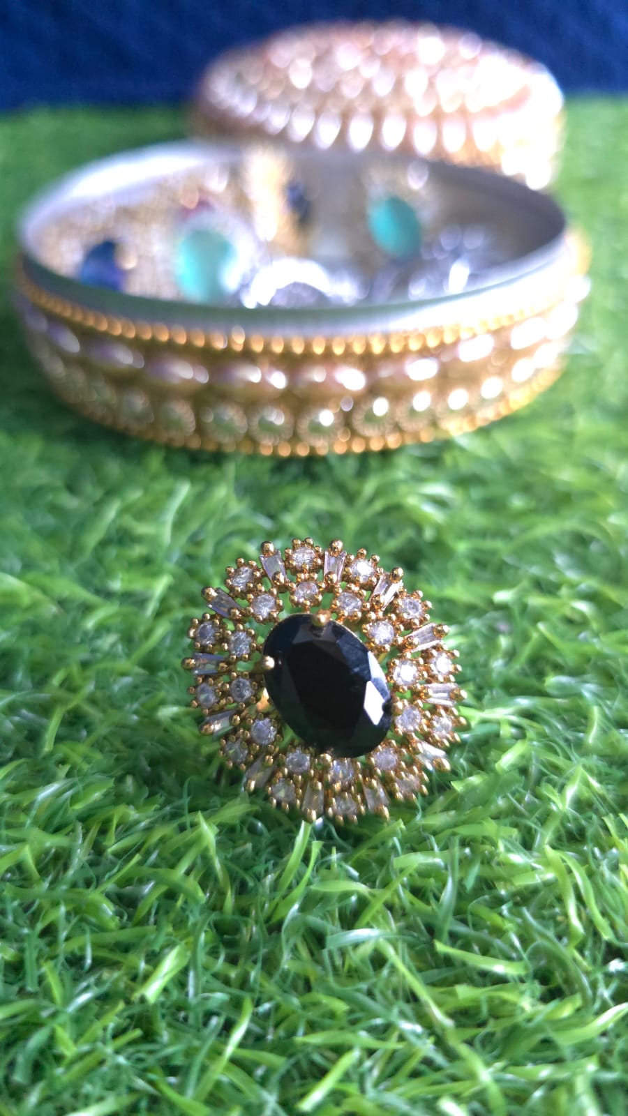 Elegant Gold-Plated Adjustable Stone Ring